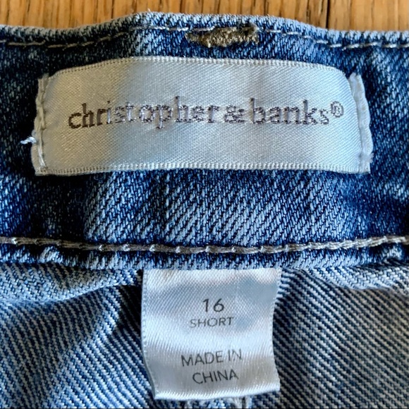 Christopher Banks Blue Straight Leg Rhinestone Pockets Ankle Jeans 16 Short - Picture 6 of 10